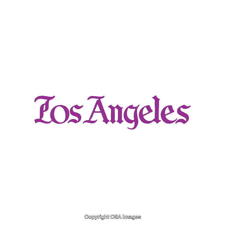 Stylized Purple Gothic Text Depicting Los Angeles City Name in Elegant Font