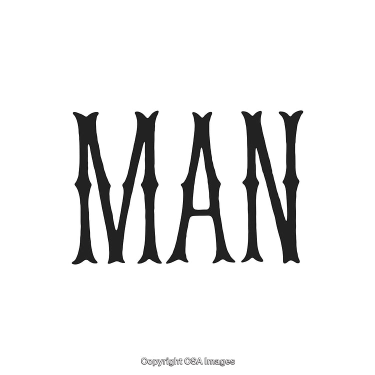 Simple Black Text on White Background Highlighting the Word MAN