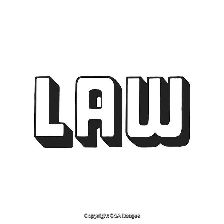 Bold Retro Typography Design of the Word 'Law' in Monochrome