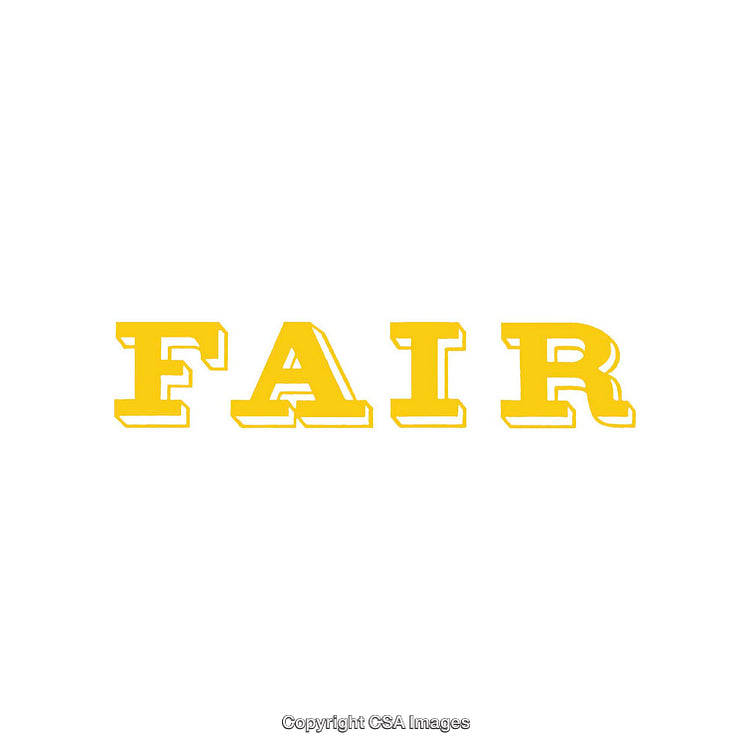Simple Yellow Text 'Fair' on a White Background