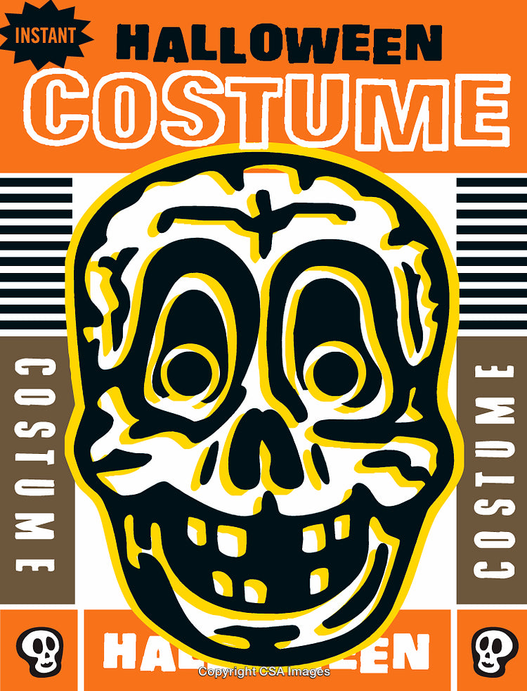 Bold Halloween Mask Design Featuring a Vibrant Skeleton Illustration