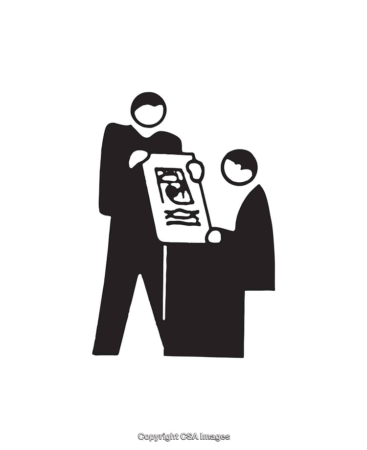 Black and White Silhouette Icon of Collaborative Discussion
