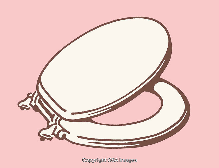 Minimalistic Illustration of a Toilet Seat in Line Art Style on Pink Background