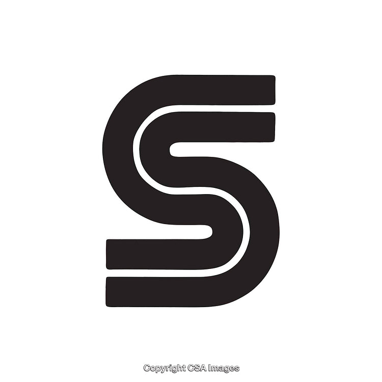 Bold Monochrome Design of the Letter S in Black and White