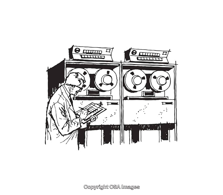 Vintage Line Art of Scientist by Retro Storage Units