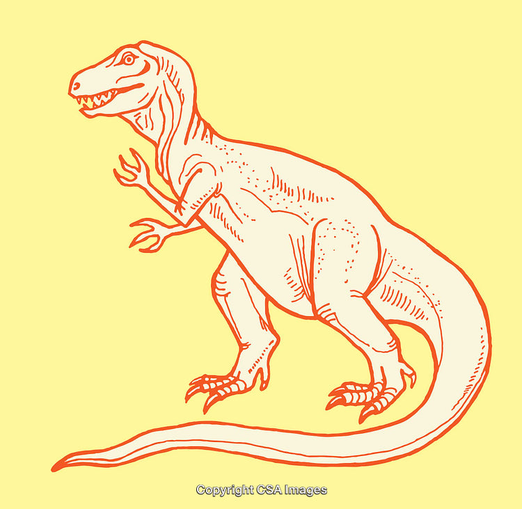 Detailed Line Art Illustration of a Dinosaur in Vibrant Colors