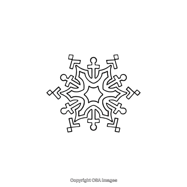 Stylish Black and White Dingbat Snowflake Illustration in Vector Format