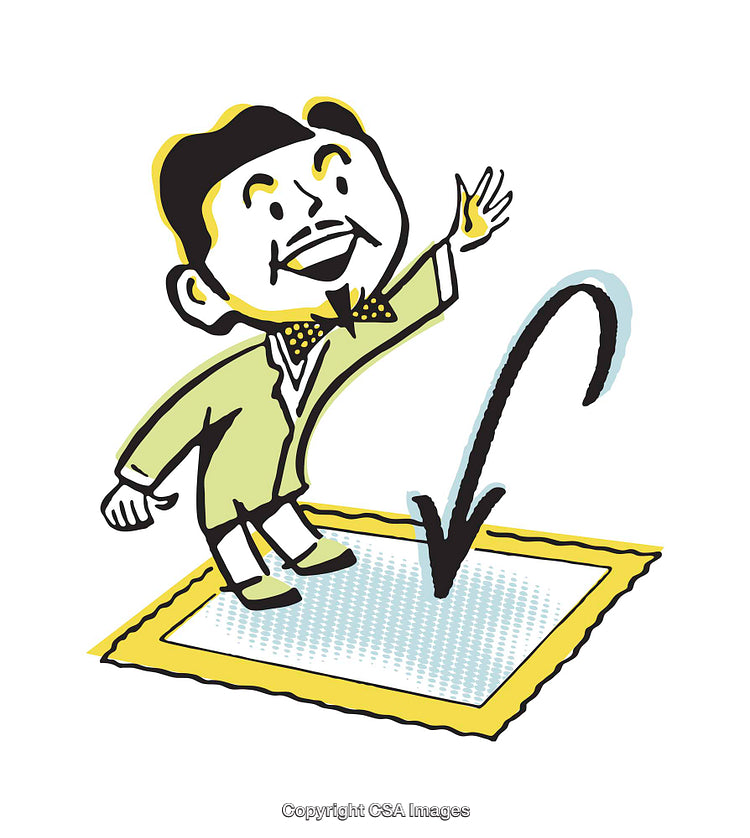 Retro-Styled Illustration of a Man Greeting With a Dynamic Background