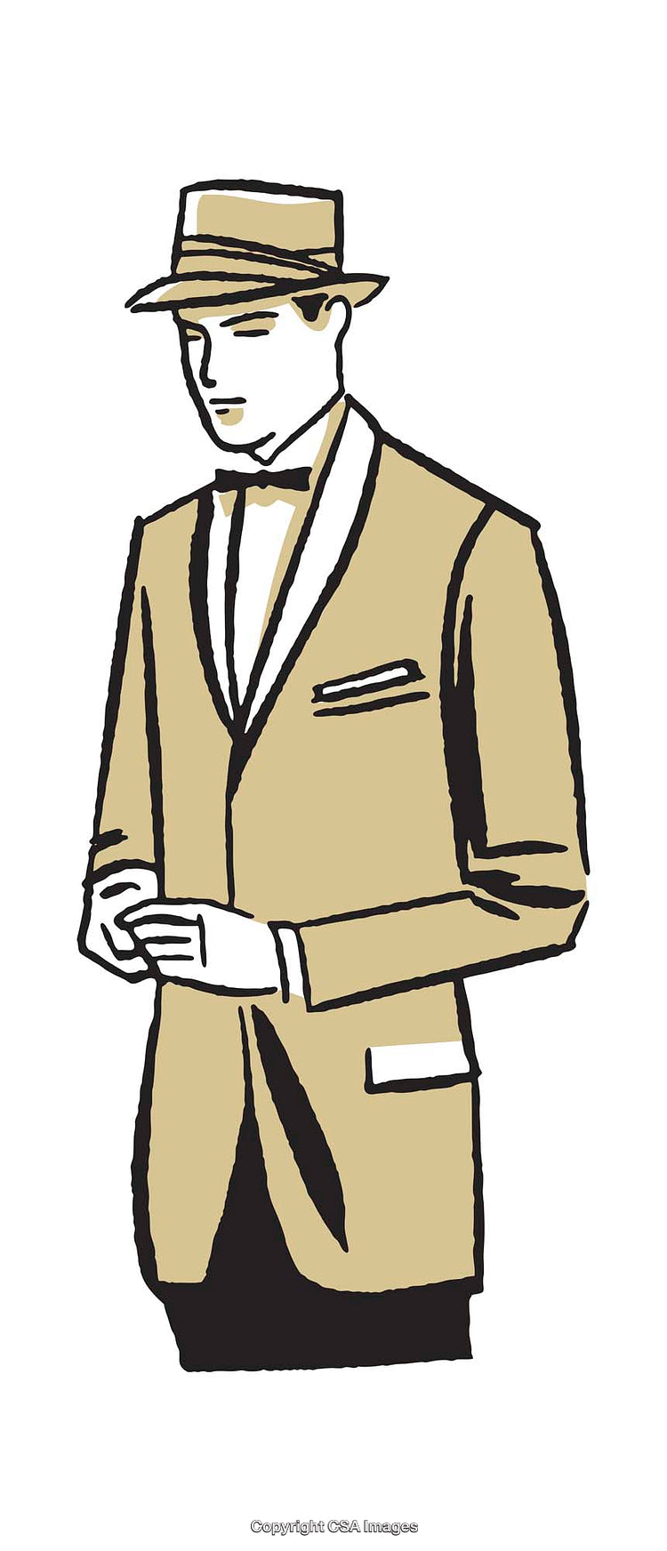 Vintage Illustration of a Stylish Man in a Suit and Hat
