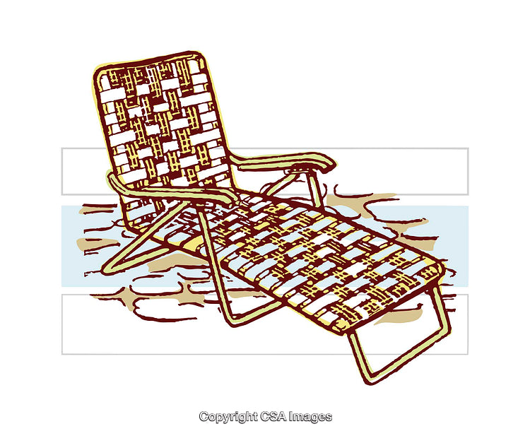 Colorful Illustration of a Wicker Lounge Chair in Relaxing Setting