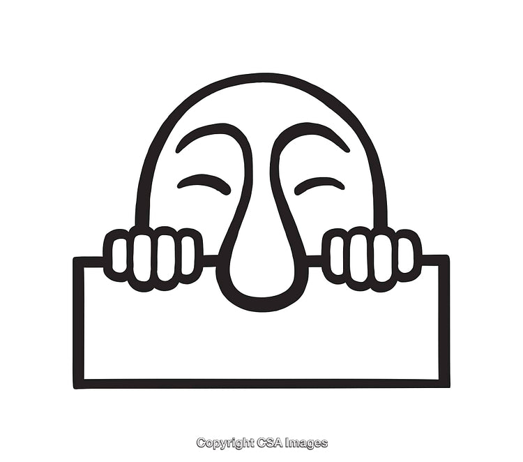 Minimalist Black and White Illustration of a Curious Character