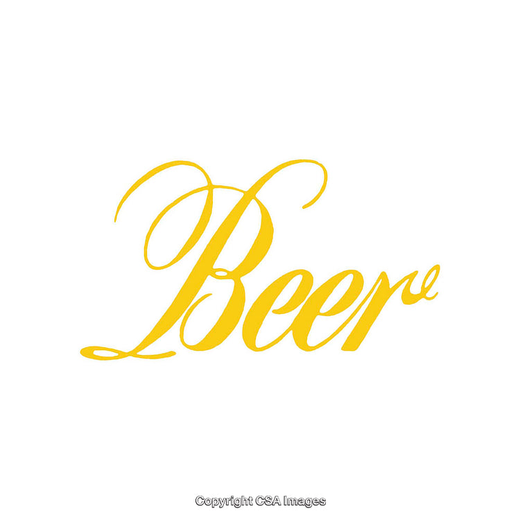 Elegant Yellow Typographic Design Featuring the Word Beer in Script Font
