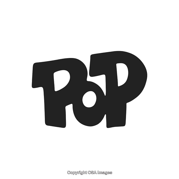 Bold Black Pop Text Design on Clean White Background