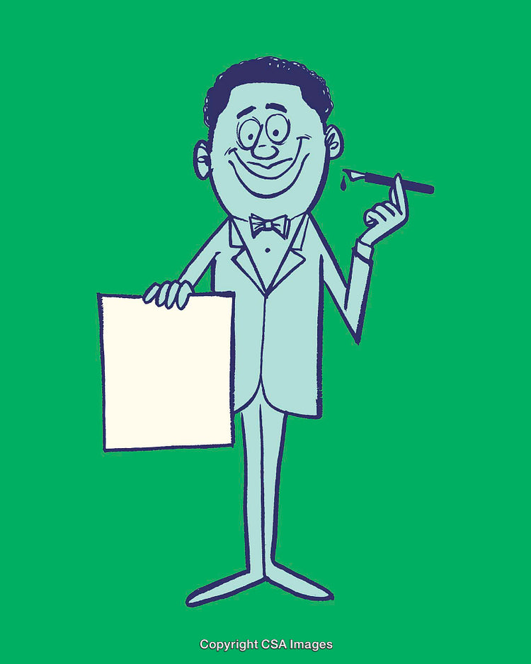 Cartoon Character Artist Holding A Brush and Blank Canvas on Green Background