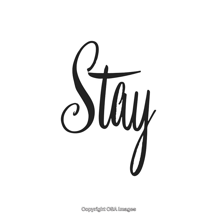 Elegant Black Lettering with the Word Stay on a White Background