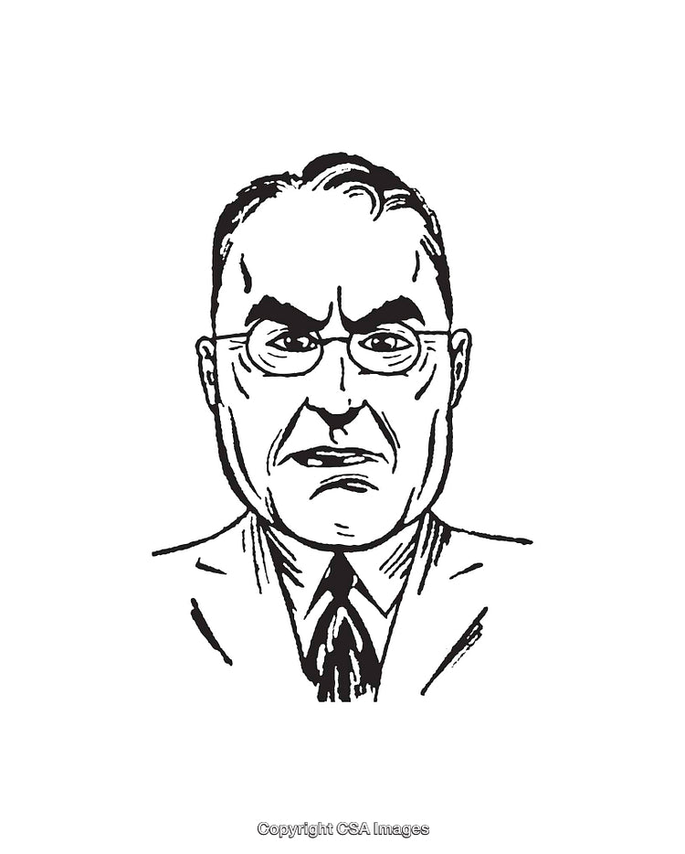 Monochromatic Line Art Portrait of a Serious Businessman