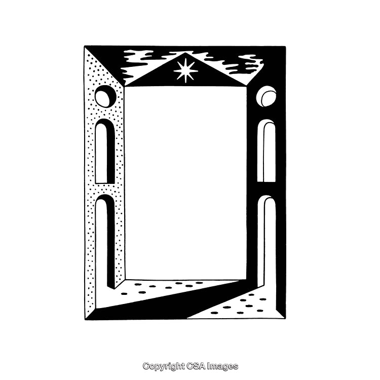 Black and White Abstract Border Frame with Geometric Patterns