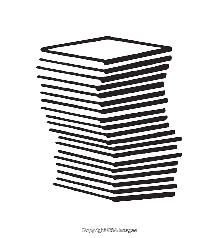 Black And White Line Art Illustration of Stack of Papers