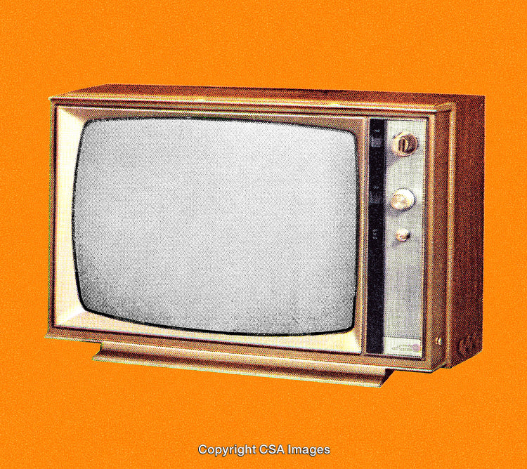 Vintage Television Against a Bold Orange Background in Minimalist Style