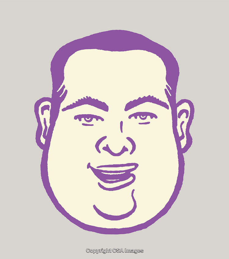 Illustrative Purple Line Art of a Smiling Face on Neutral Background