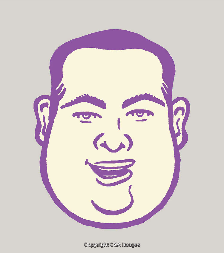 Illustrative Purple Line Art of a Smiling Face on Neutral Background