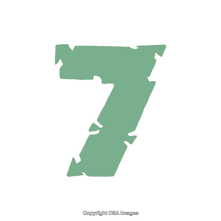Green Artistic Number Seven on White Background Featuring Textured Design