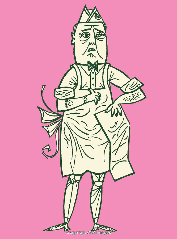 Abstract Cartoon Style Hand-Drawn Illustration of a Character on Pink Background