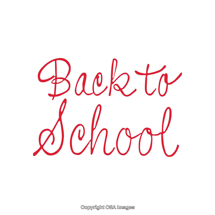 Red Handwritten Back to School Text on a White Background