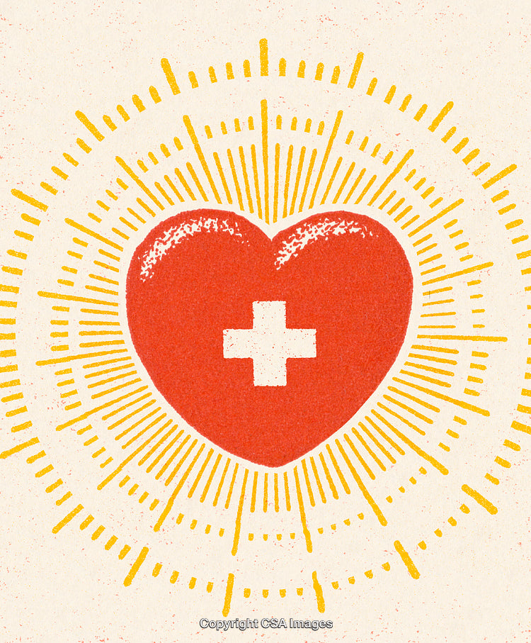 Heart with Medical Cross Radiating Positivity and Health Symbolism