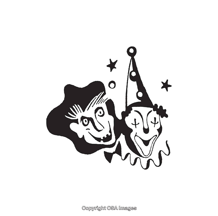 Black and White Line Art of Faces with Imaginative Expressions