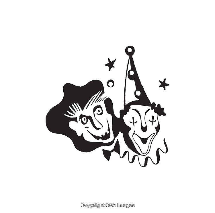 Black and White Line Art of Faces with Imaginative Expressions