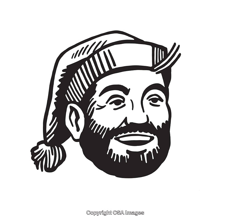Hand-Drawn Black And White Illustration of a Beard and Cap