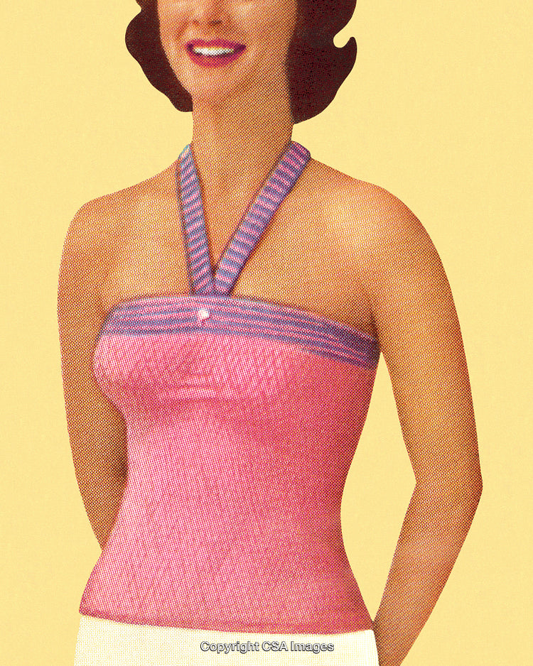 Vintage-Inspired Graphic of Woman in Retro Halter Top