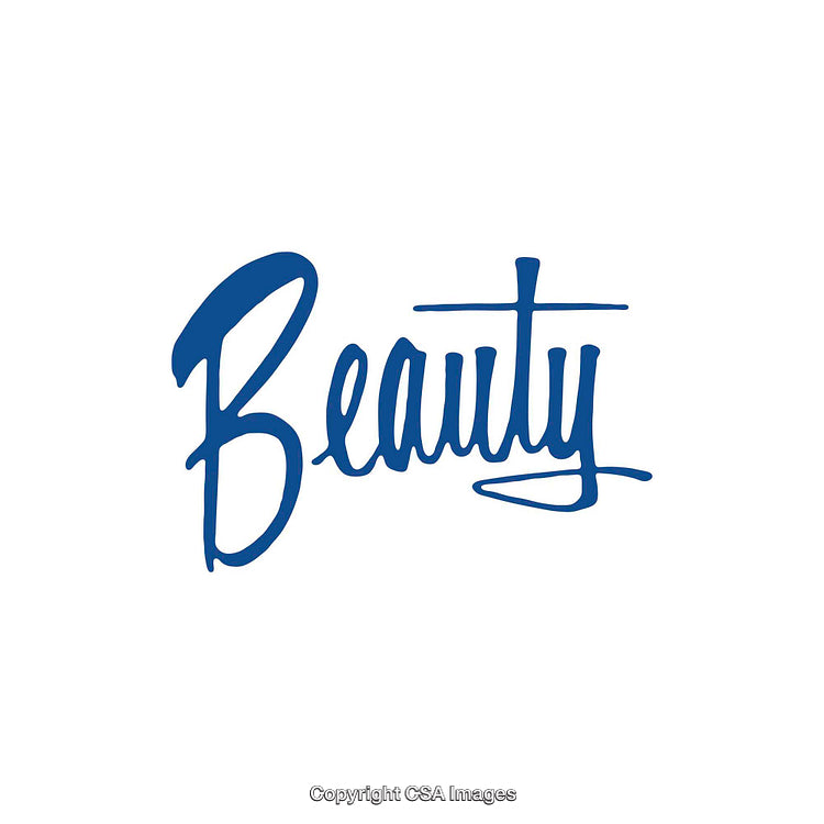Simple Typography Art Displaying the Word Beauty in Blue Lettering