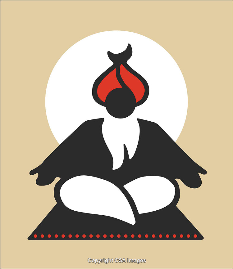 Abstract Illustration of a Meditating Figure in Vibrant Minimalistic Style