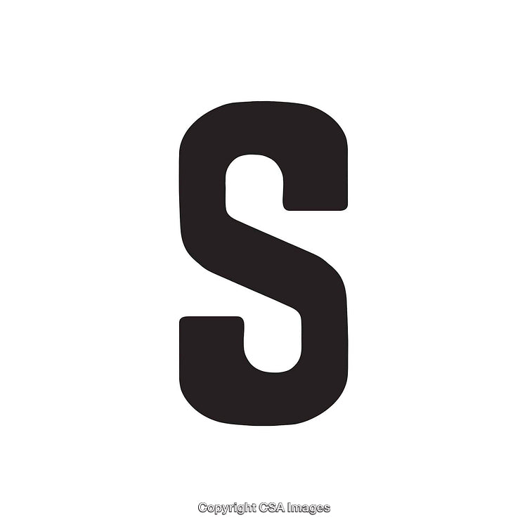 Bold Black Typography Letter S on White Background for Graphic Design