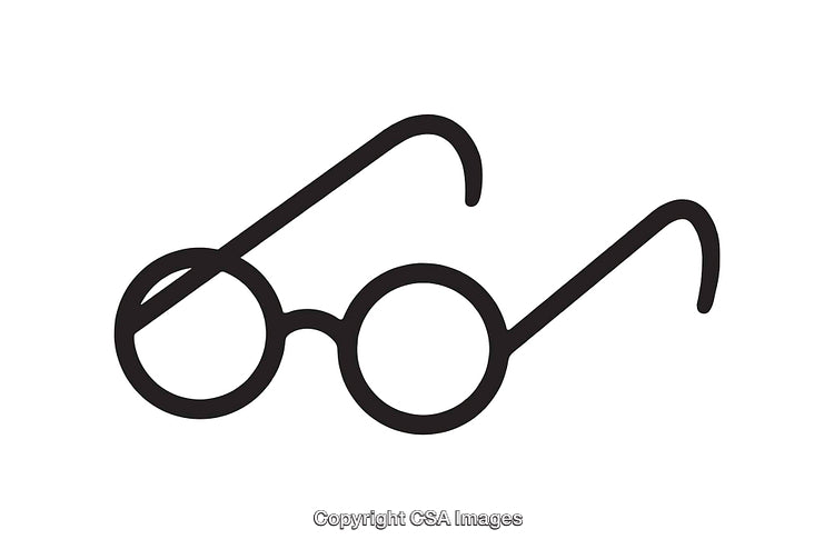 Minimalist Illustration of Round Glasses Line Art in Black and White