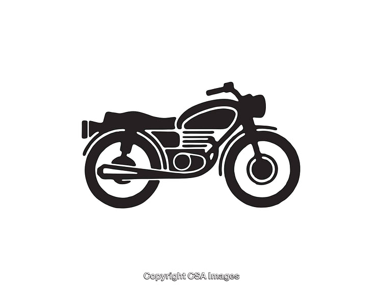 Classic Motorcycle Profile Black-and-White Silhouette Icon Design