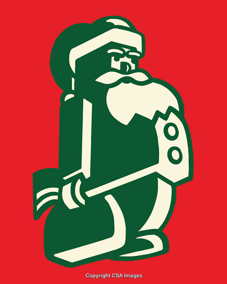 Decorative Santa Claus Icon with Minimalist Style on Red Background