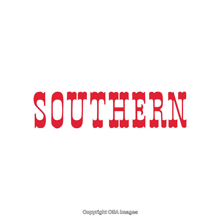 Southern Typography in Bold Red Text on White Background