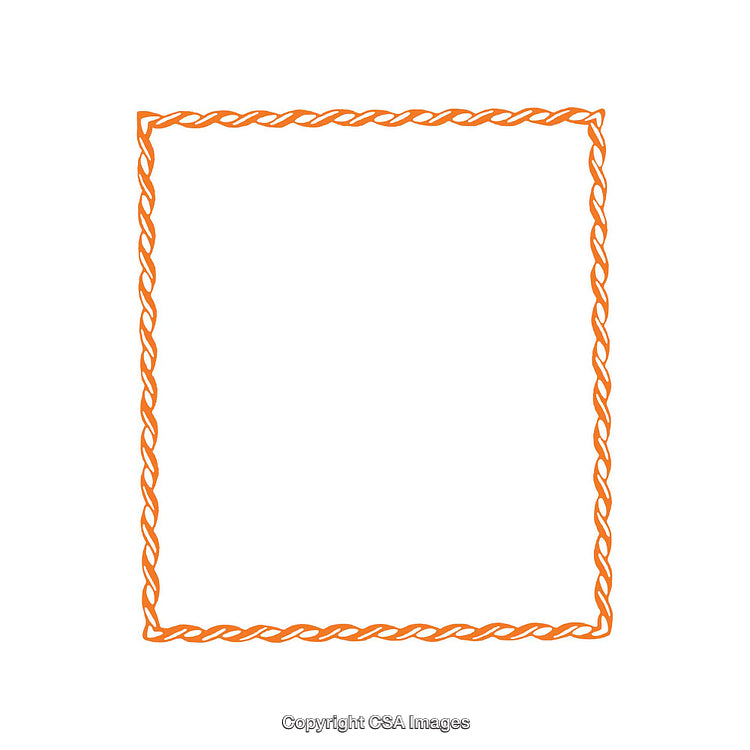 Decorative Orange Frame With Twisted Border Pattern on White Background