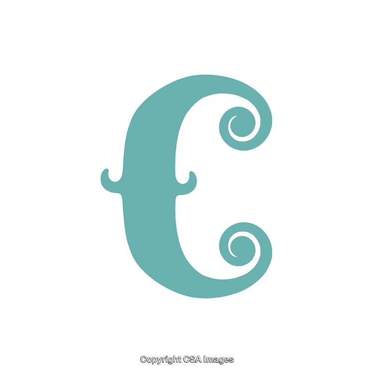Elegant Decorative Design of Letter C in Light Blue