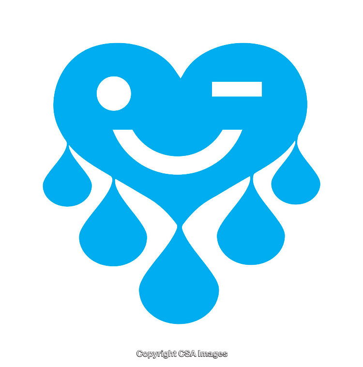 Blue Heart Icon with Dripping Features Representing Emotions and Symbolism