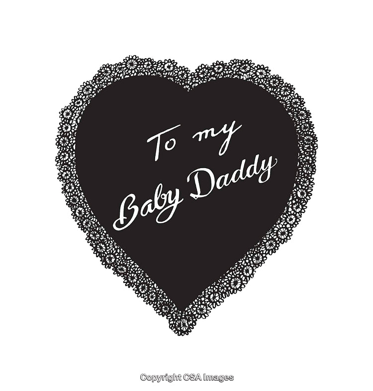 Heart-Shaped Illustration with Text 'To My Baby Daddy' in Lace Outline