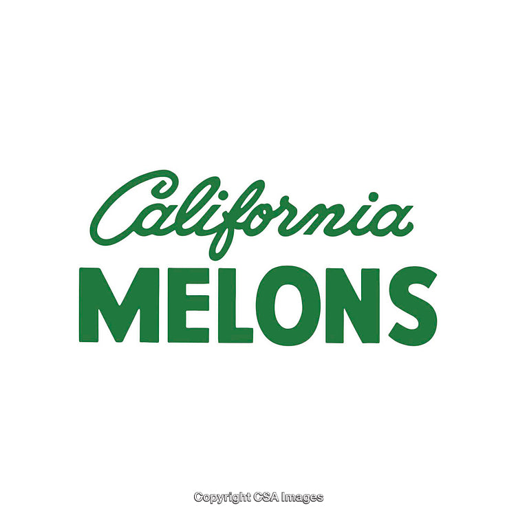 California Melons Logo in Green Text on a White Background