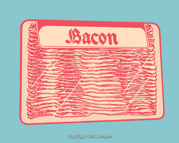 Retro Style Bacon Illustration in Minimalist Colorful Line Art
