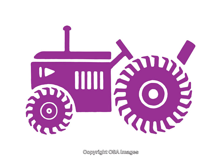 Purple Tractor Icon in Simplistic and Minimalist Artistic Style