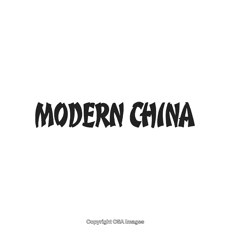 Stylized Modern China Text in Decorative Black Font on White Background