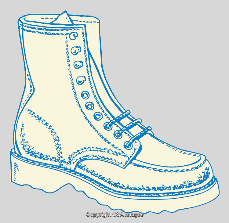 Line Art Illustration of a Classic Boot with Detailed Stitching