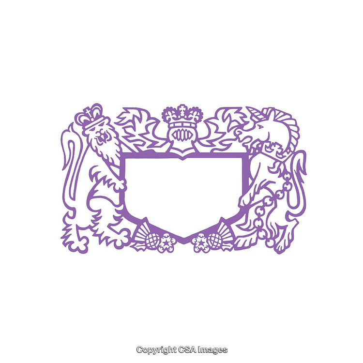 Elegant Lilac Royal Crest with Lion and Unicorn Motif Decoration